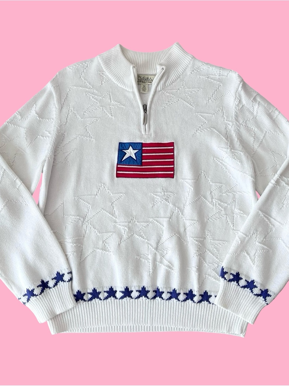 Vintage Cabelas American Flag Sweater